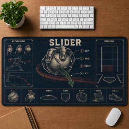 Slider Baseball Blueprint Desk Mat | 5To9Vibe