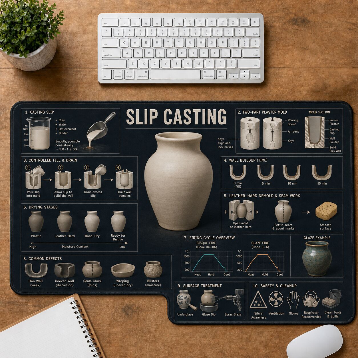 Slip Casting Creative Reference Guide Desk Mat | 5To9Vibe