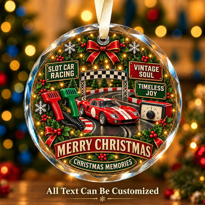 Slot Car Racing Personalized Glass Ornament | 5To9Vibe