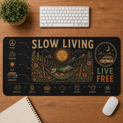 Free Spirit Hippie Desk Mat Mouse Pad | 5To9Vibe - Slow Living style