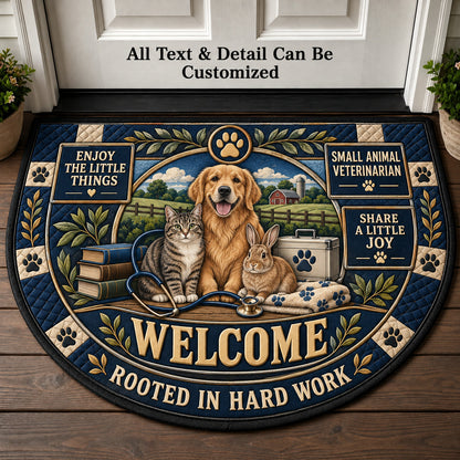 Small Animal Veterinarian Personalized Half Round Mat | 5To9Vibe