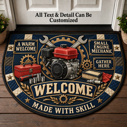 Small Engine Mechanic Personalized Half Round Mat | 5To9Vibe