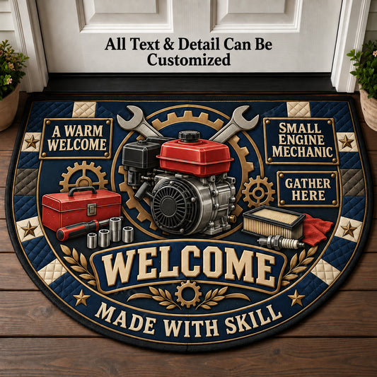 Small Engine Mechanic Personalized Half Round Mat | 5To9Vibe