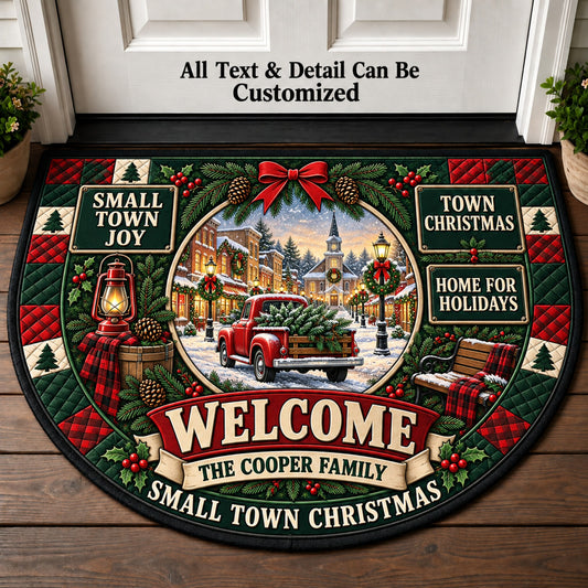 Small Town Christmas Personalized Half Round Mat | 5To9Vibe