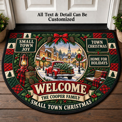 Small Town Christmas Personalized Half Round Mat | 5To9Vibe