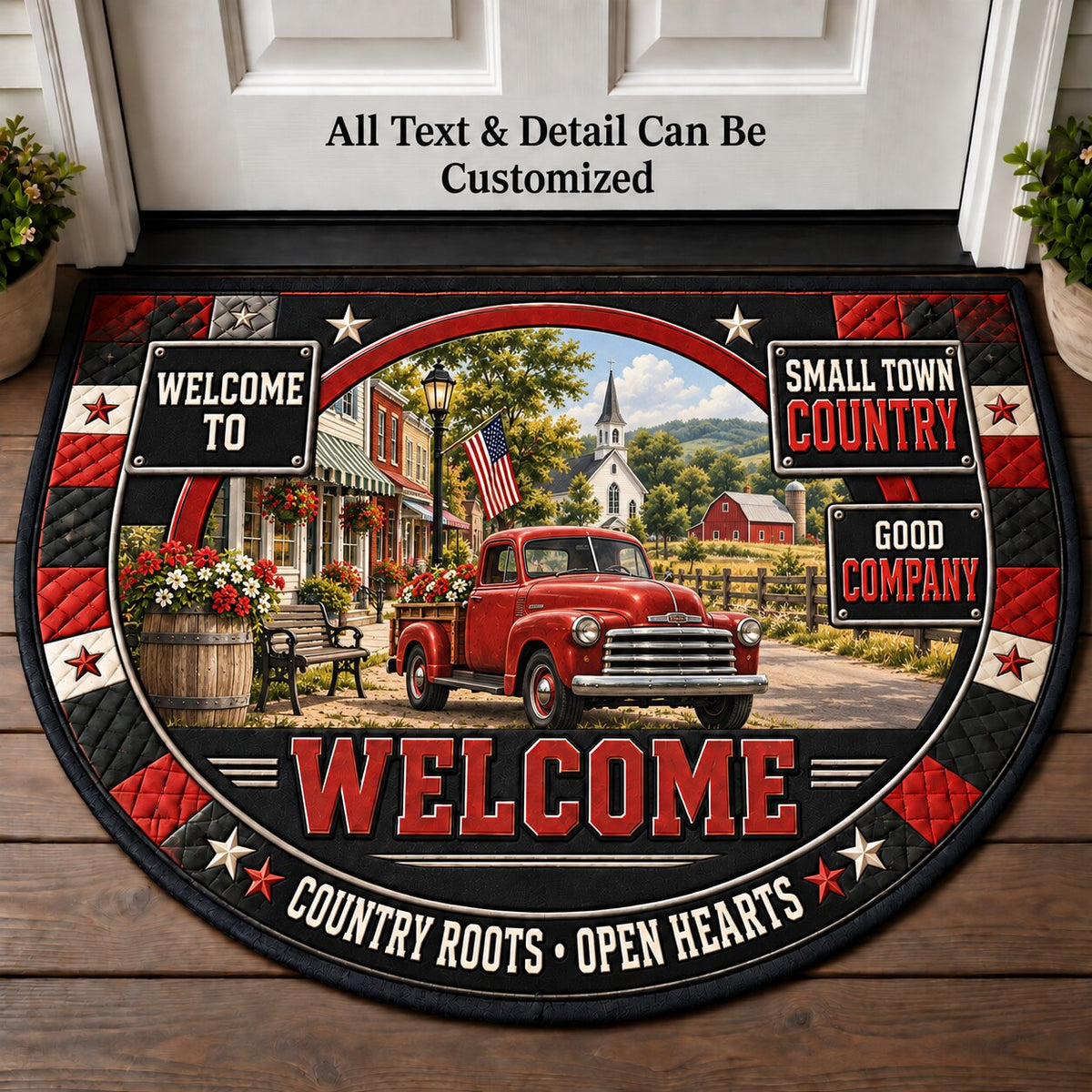Small Town Country Personalized Half Round Mat | 5To9Vibe