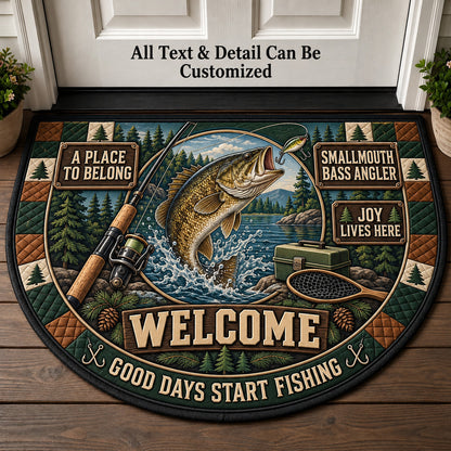 Smallmouth Bass Angler Personalized Half Round Mat | 5To9Vibe