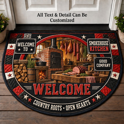 Smokehouse Kitchen Personalized Half Round Mat | 5To9Vibe