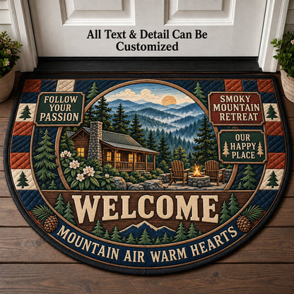 Smoky Mountain Retreat Personalized Half Round Mat | 5To9Vibe