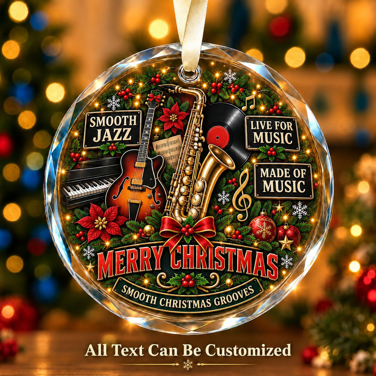Smooth Jazz Personalized Glass Ornament | 5To9Vibe