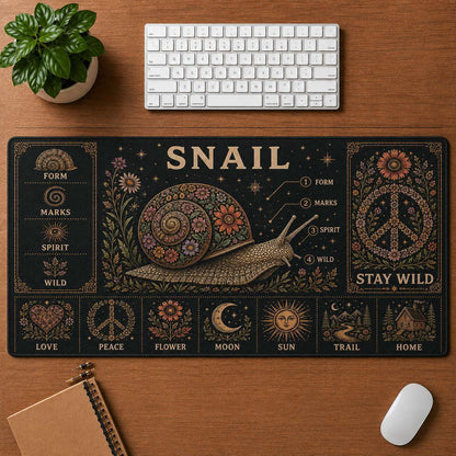 Elephant Hippie Desk Mat Mouse Pad | 5To9Vibe - Snail style