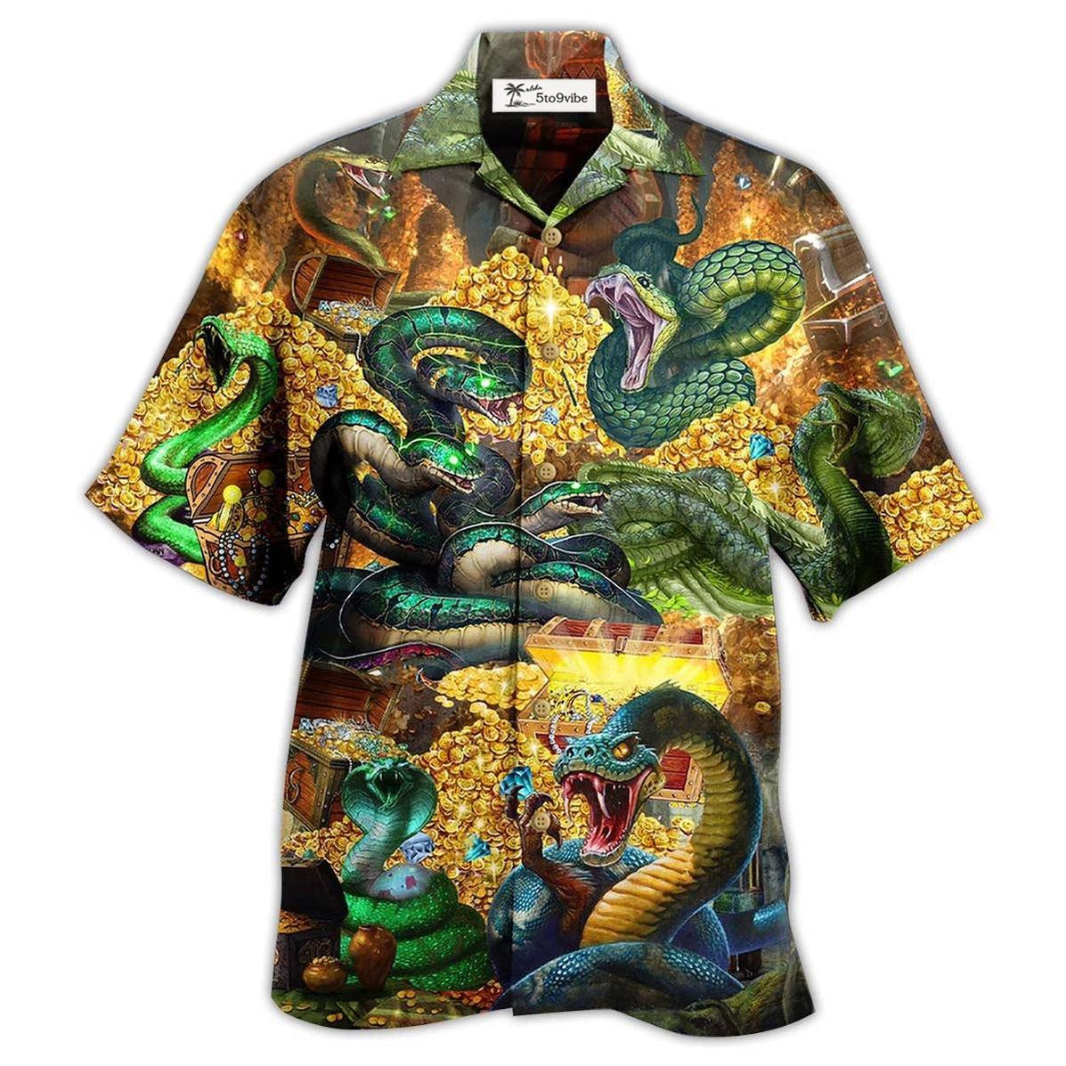 Hawaiian Shirt / Adults / S Snake Love Gold Cool - Hawaiian Shirt 