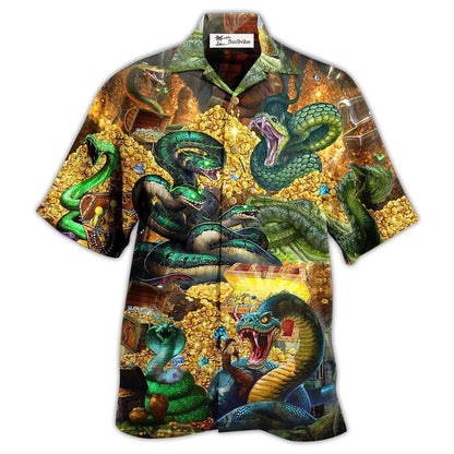 Hawaiian Shirt / Adults / S Snake Love Gold Cool - Hawaiian Shirt 