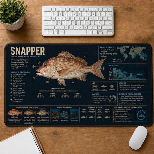 Snapper Fishing Field Guide Desk Mat | 5To9Vibe