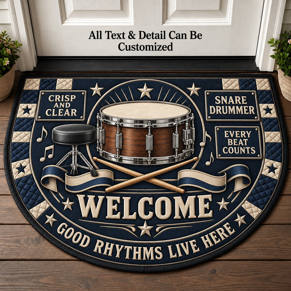 Snare Drummer Personalized Half Round Mat | 5To9Vibe