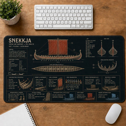 Snekkja Viking Ship Viking History and Culture Guide Desk Mat | 5To9Vibe