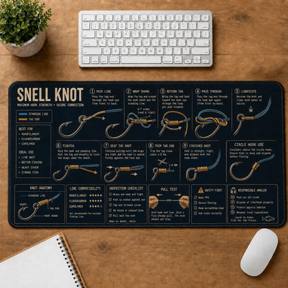 Snell Knot Fishing Field Guide Desk Mat | 5To9Vibe