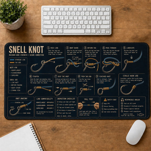 Snell Knot Fishing Field Guide Desk Mat | 5To9Vibe