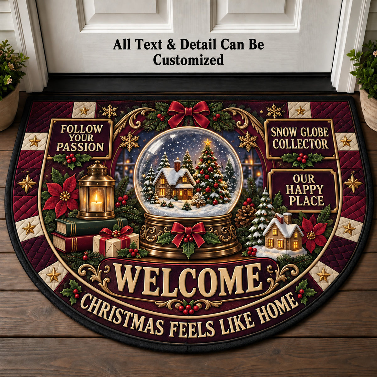 Snow Globe Collector Personalized Half Round Mat | 5To9Vibe