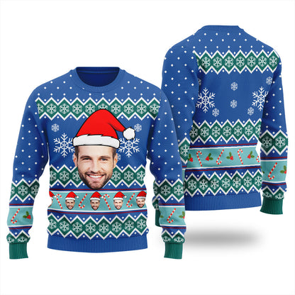 Snowflake and Candy Canes Custom Ugly Sweater Men's