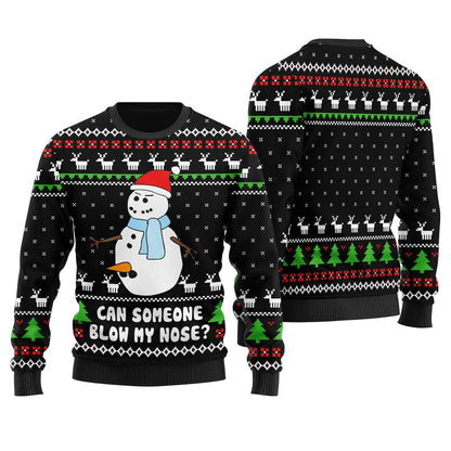 Snowman Blow My Nose Offensive Ugly Xmas Sweater