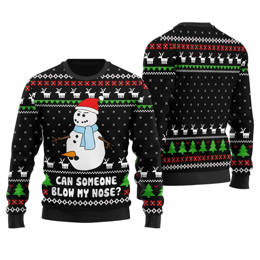 Snowman Blow My Nose Offensive Ugly Xmas Sweater