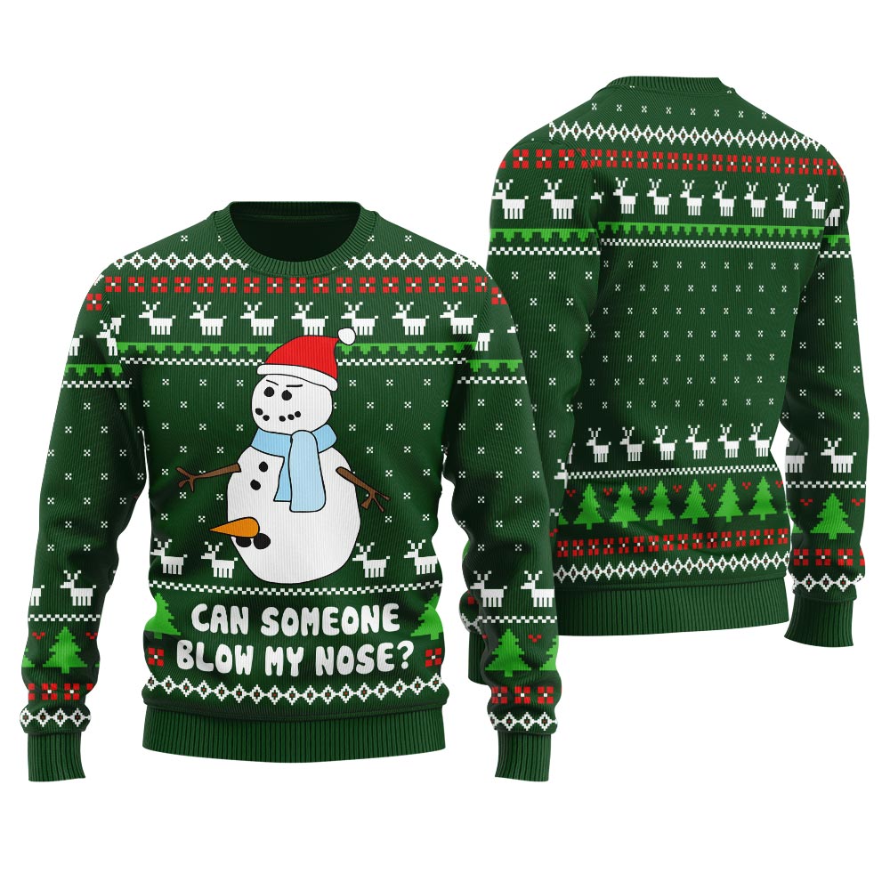 Snowman Blow My Nose Offensive Ugly Xmas Sweater
