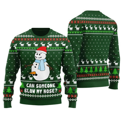 Snowman Blow My Nose Offensive Ugly Xmas Sweater