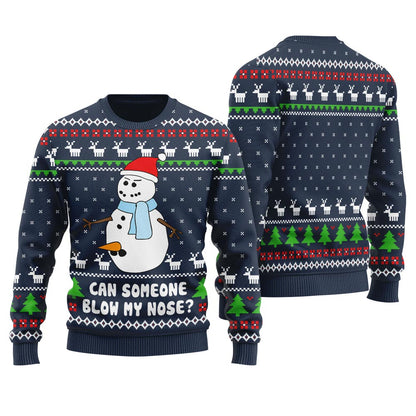 Snowman Blow My Nose Offensive Ugly Xmas Sweater
