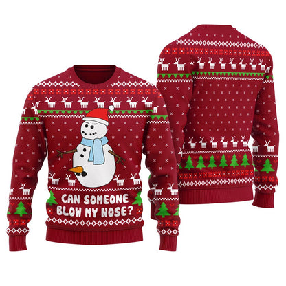 Snowman Blow My Nose Offensive Ugly Xmas Sweater