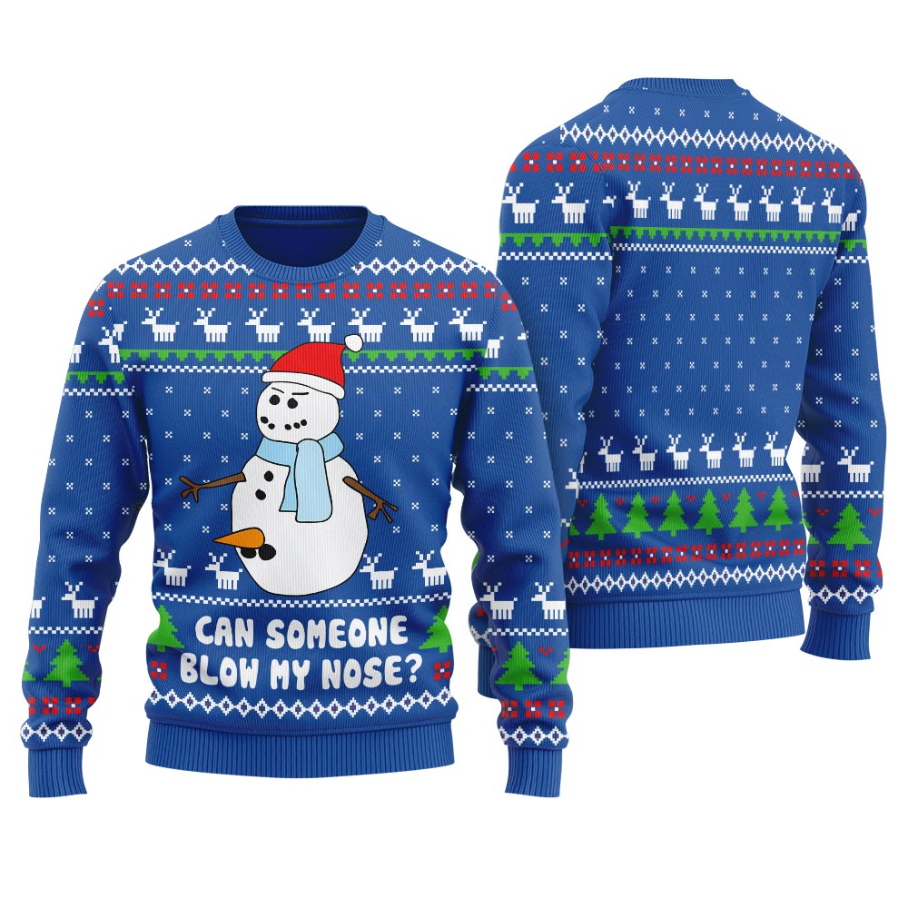 Snowman Blow My Nose Offensive Ugly Xmas Sweater