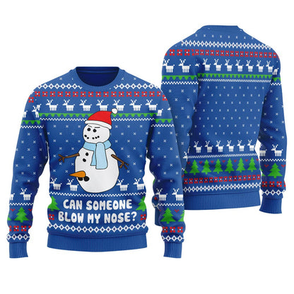 Snowman Blow My Nose Offensive Ugly Xmas Sweater