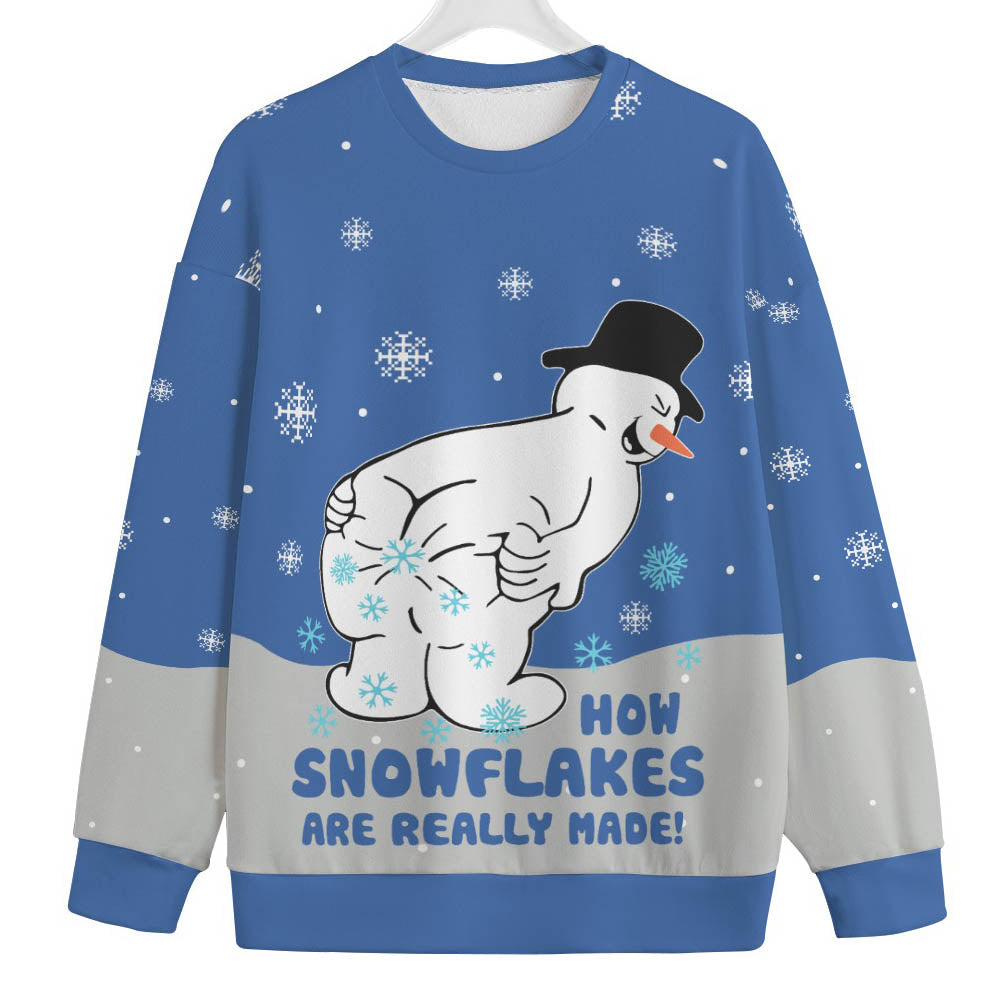 Snowman Making Snowflakes Mens Big And Tall Christmas Sweater