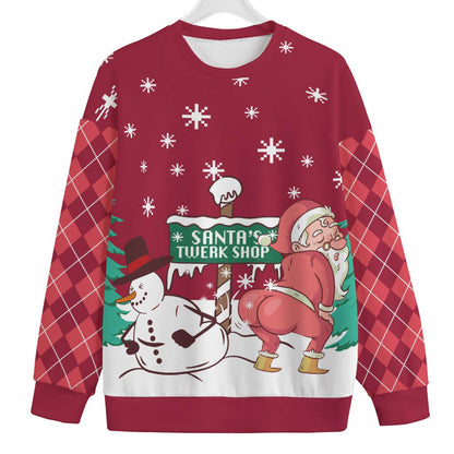 Snowman Santa Twerking Mens Plus Size Ugly Christmas Sweater
