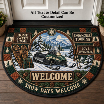 Snowmobile Touring Personalized Half Round Mat | 5To9Vibe
