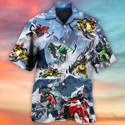 Snowmobile Life Style With Ice Mountain - Hawaiian Shirt 