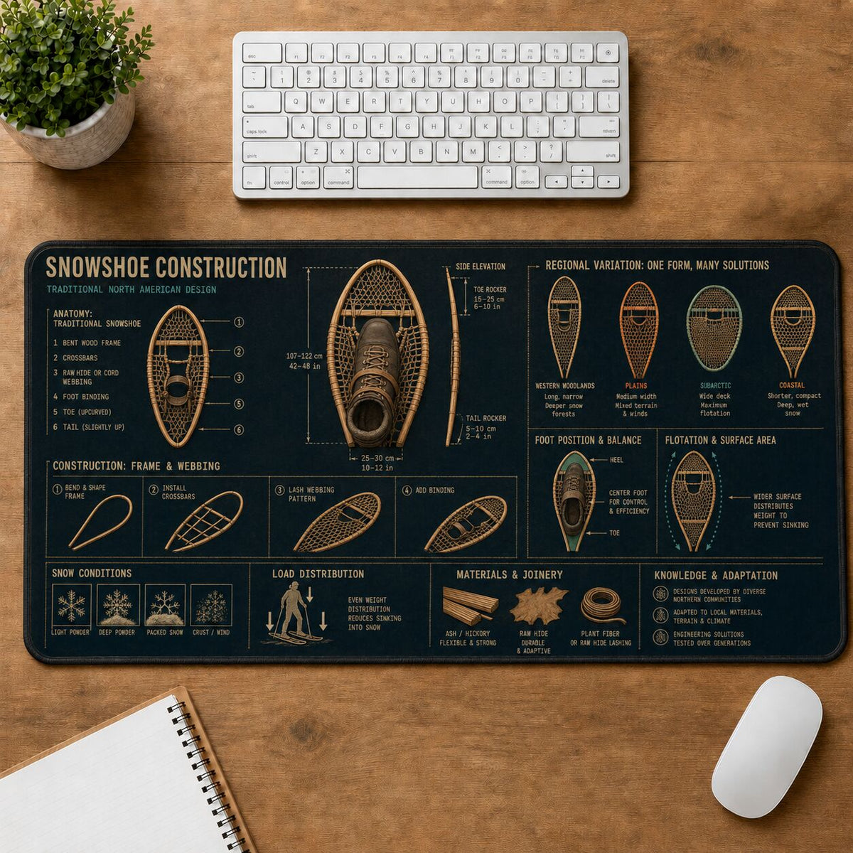 Snowshoe Construction Cultural Heritage Visual Guide Desk Mat | 5To9Vibe