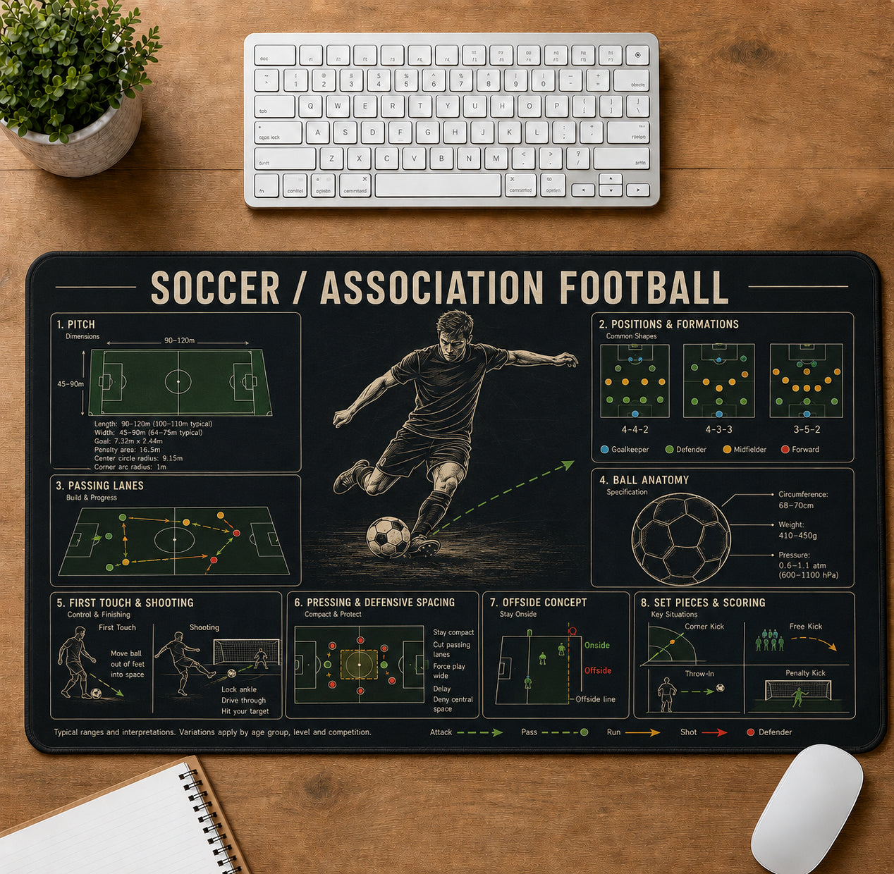 Soccer (Association Football) Sports Visual Guide Desk Mat | 5To9Vibe