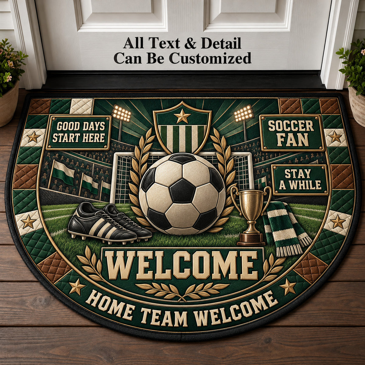 Soccer Fan Personalized Half Round Mat | 5To9Vibe