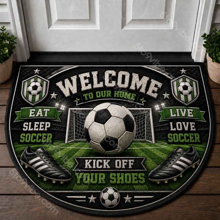 Soccer Welcome Mat - Soccer Field Goal Kick Sports Outdoor Doormat - 5to9vibe