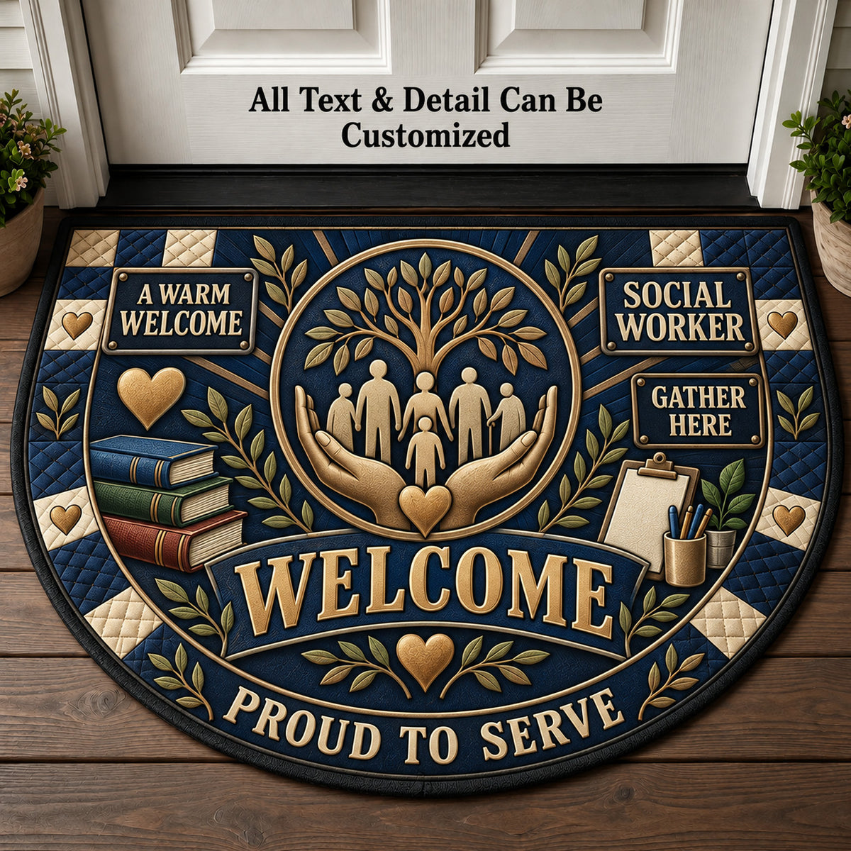 Social Worker Personalized Half Round Mat | 5To9Vibe