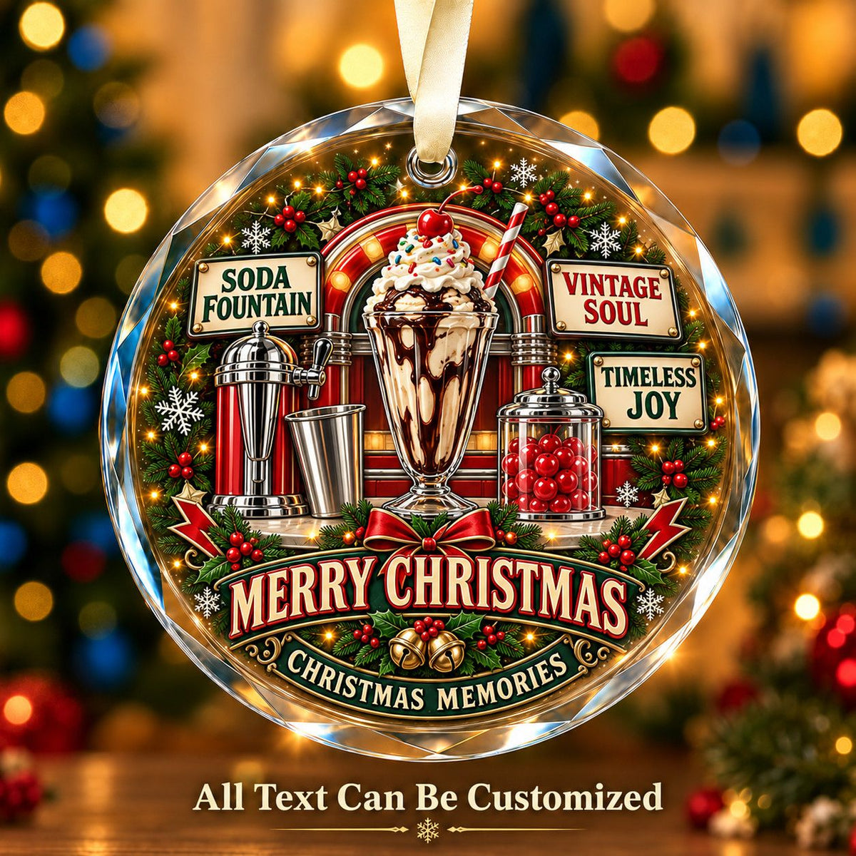 Soda Fountain Personalized Glass Ornament | 5To9Vibe