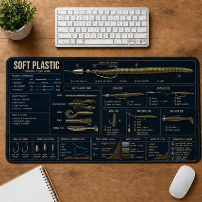 Soft Plastic Lure Fishing Field Guide Desk Mat | 5To9Vibe