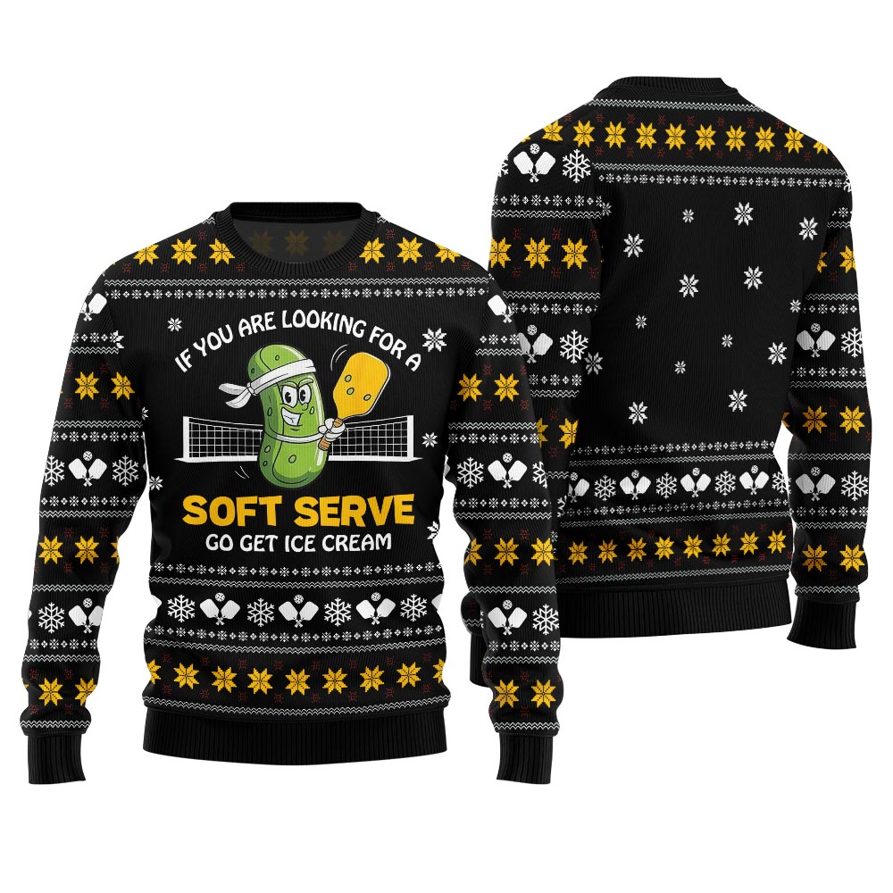 Soft Serve Pickleball Ugly Christmas Sweater