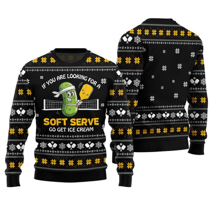 Soft Serve Pickleball Ugly Christmas Sweater