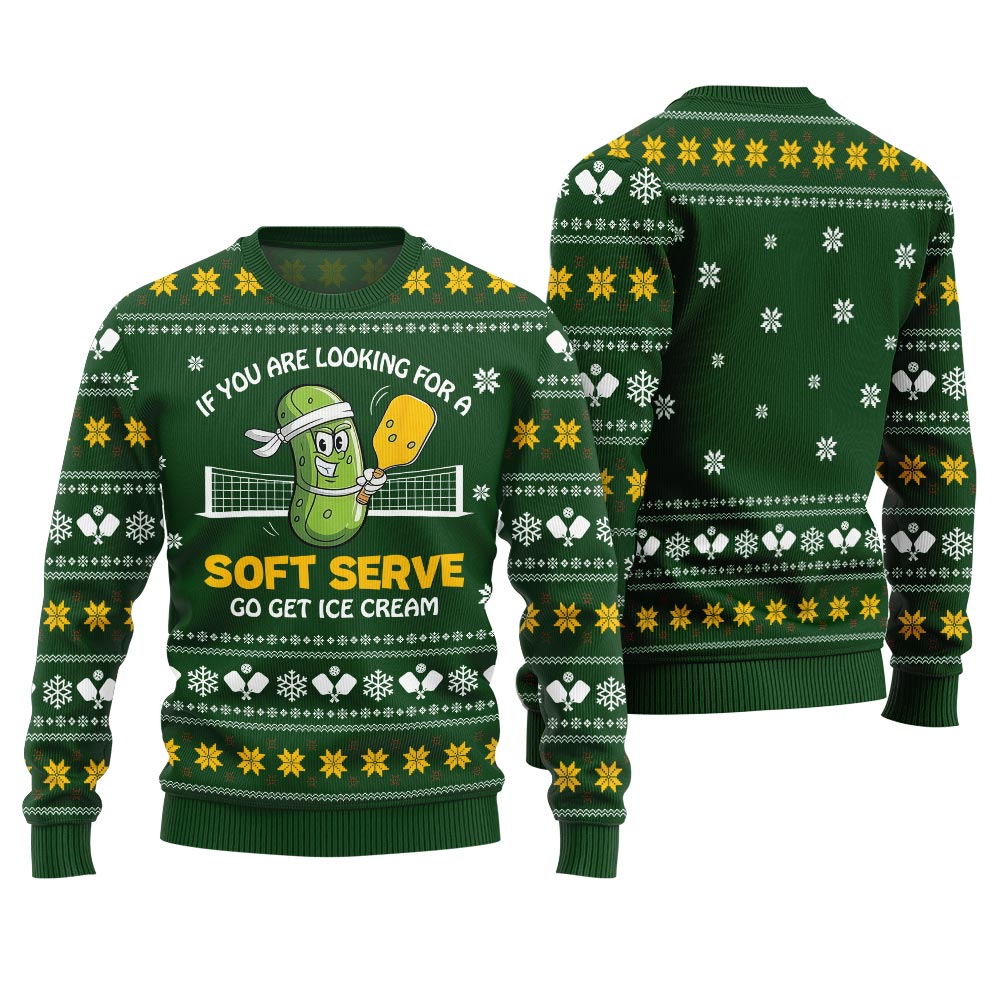 Soft Serve Pickleball Ugly Christmas Sweater