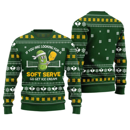 Soft Serve Pickleball Ugly Christmas Sweater