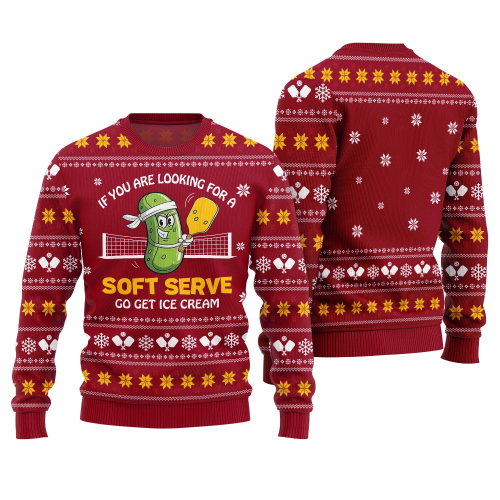 Soft Serve Pickleball Ugly Christmas Sweater