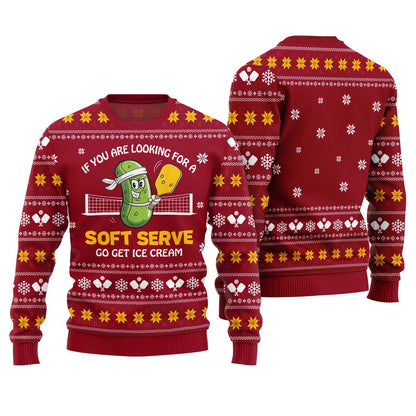 Soft Serve Pickleball Ugly Christmas Sweater