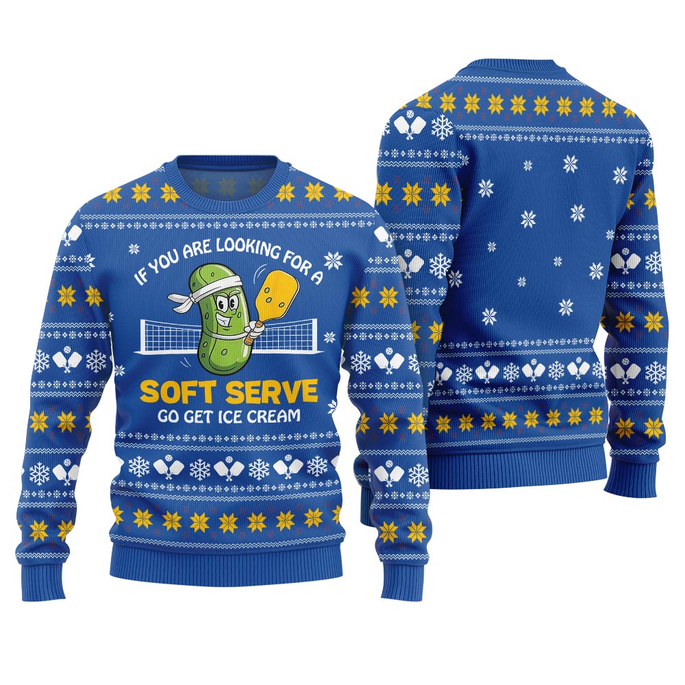 Soft Serve Pickleball Ugly Christmas Sweater